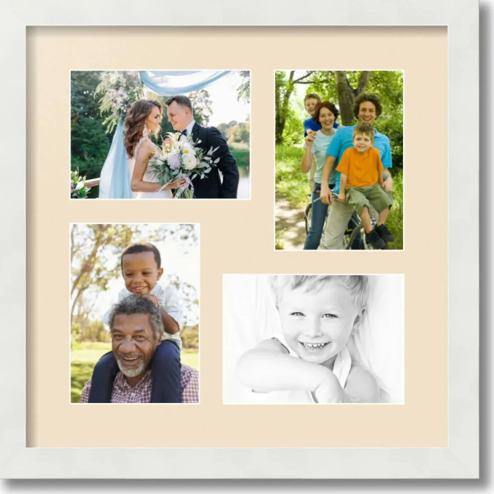 ArtToFrames Collage Photo Picture Frame with 4 - 5x7 inch Openings, Framed in White with Over 62 Mat Color Options and Plexi Glass (CSM-3966-179)