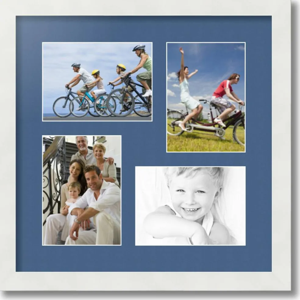 ArtToFrames Collage Photo Picture Frame with 4 - 5x7 inch Openings, Framed in White with Over 62 Mat Color Options and Plexi Glass (CSM-3966-179)