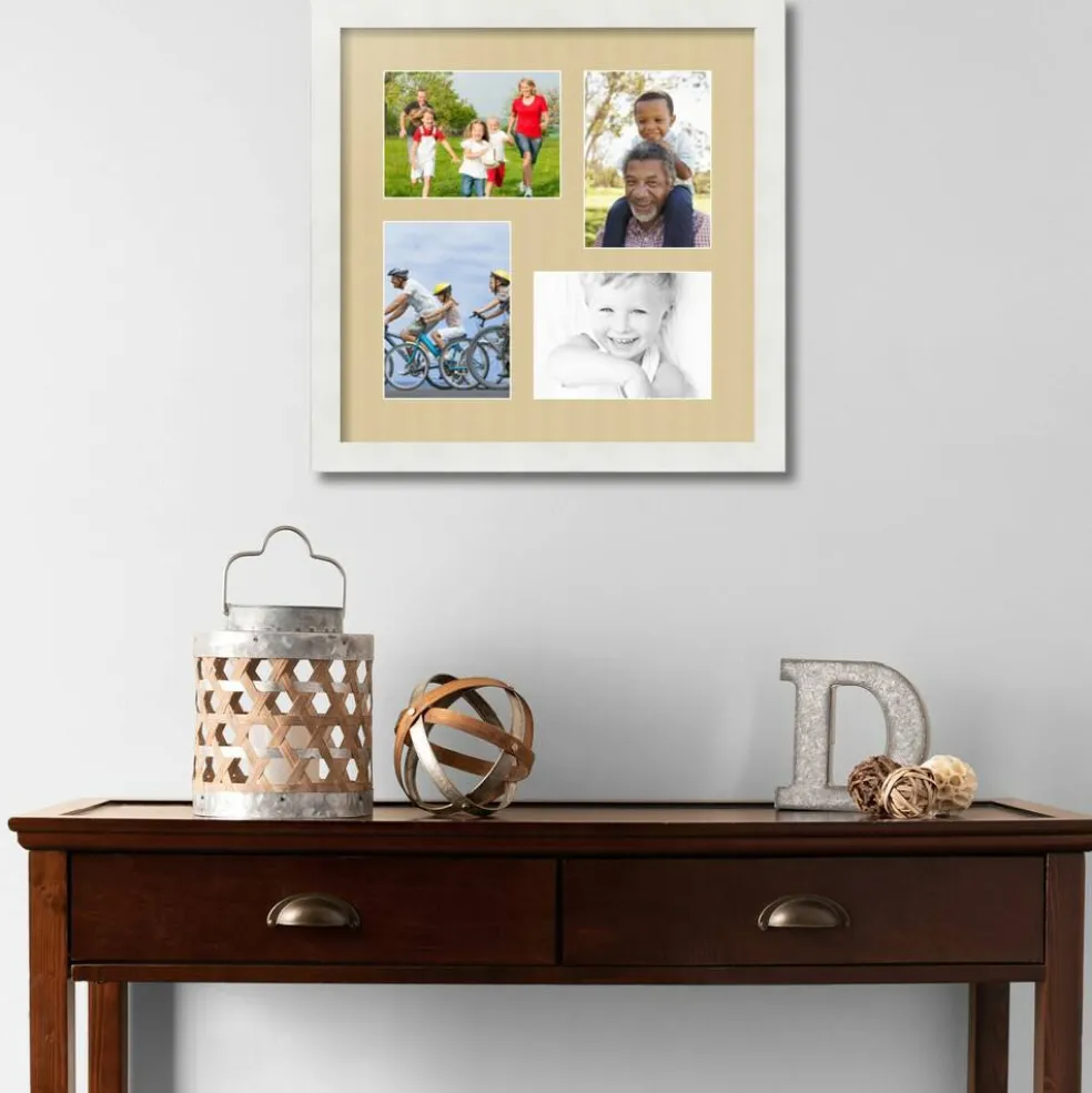 ArtToFrames Collage Photo Picture Frame with 4 - 5x7 inch Openings, Framed in White with Over 62 Mat Color Options and Plexi Glass (CSM-3966-179)