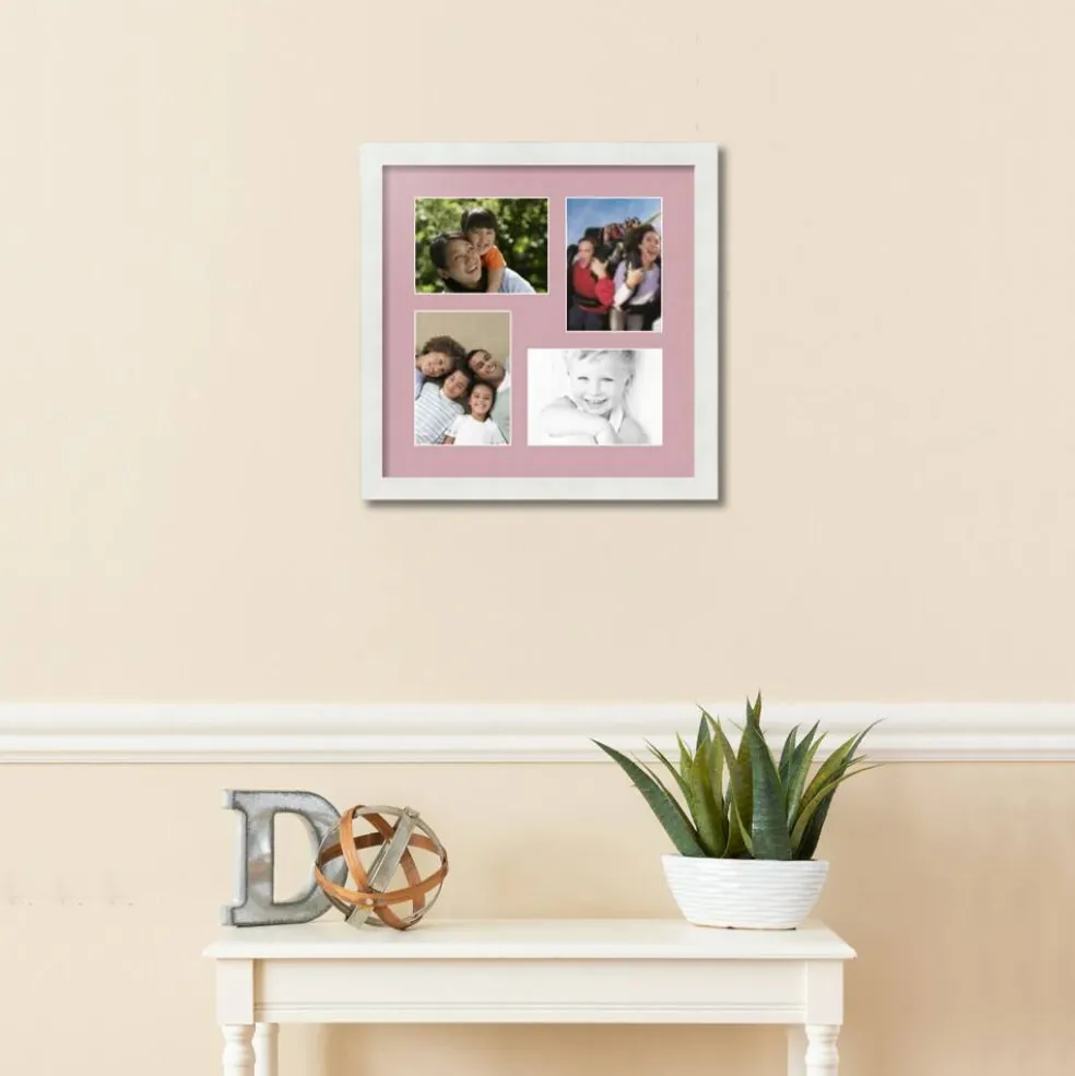 ArtToFrames Collage Photo Picture Frame with 4 - 5x7 inch Openings, Framed in White with Over 62 Mat Color Options and Plexi Glass (CSM-3966-179)