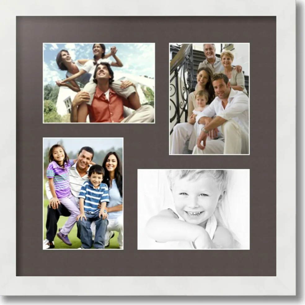 ArtToFrames Collage Photo Picture Frame with 4 - 5x7 inch Openings, Framed in White with Over 62 Mat Color Options and Plexi Glass (CSM-3966-179)