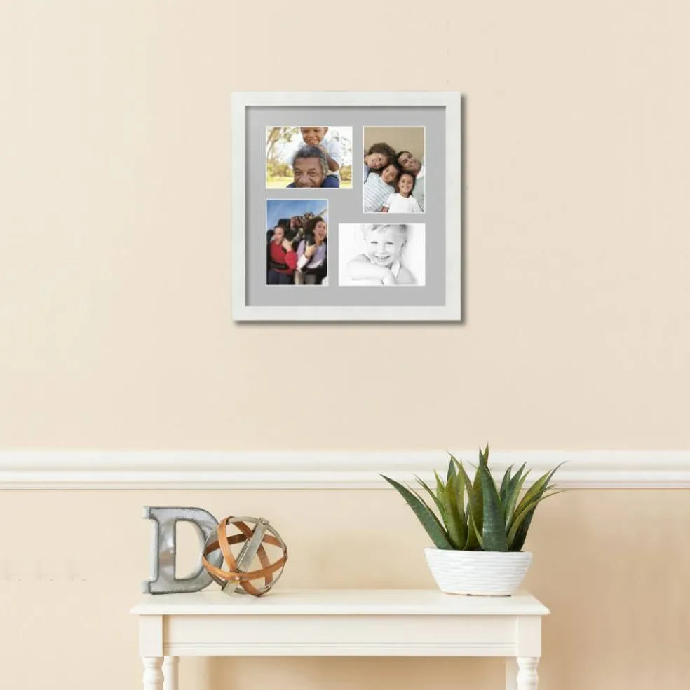 ArtToFrames Collage Photo Picture Frame with 4 - 5x7 inch Openings, Framed in White with Over 62 Mat Color Options and Plexi Glass (CSM-3966-179)