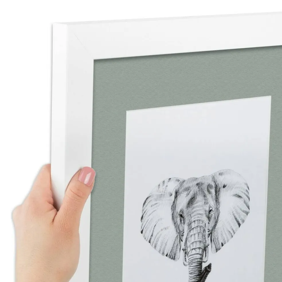 ArtToFrames Collage Photo Picture Frame with 4 - 5x7 inch Openings, Framed in White with Over 62 Mat Color Options and Plexi Glass (CSM-3966-179)