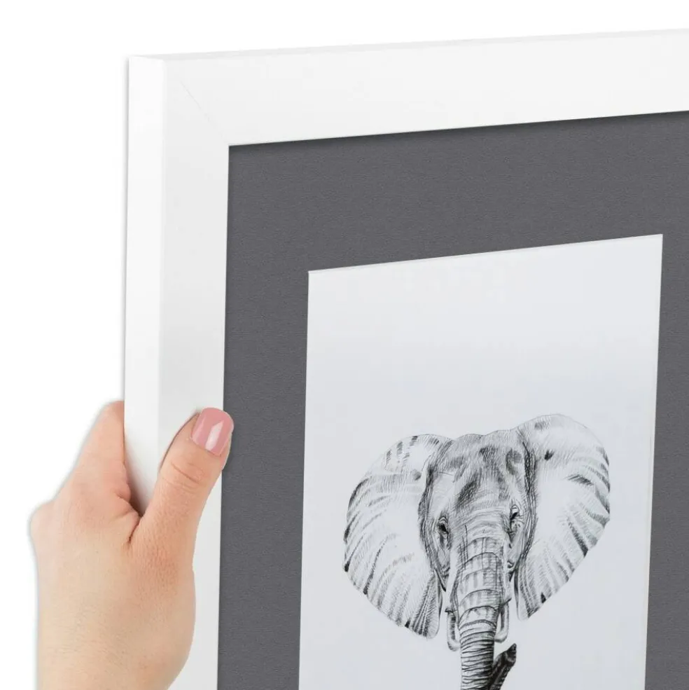 ArtToFrames Collage Photo Picture Frame with 4 - 5x7 inch Openings, Framed in White with Over 62 Mat Color Options and Plexi Glass (CSM-3966-179)