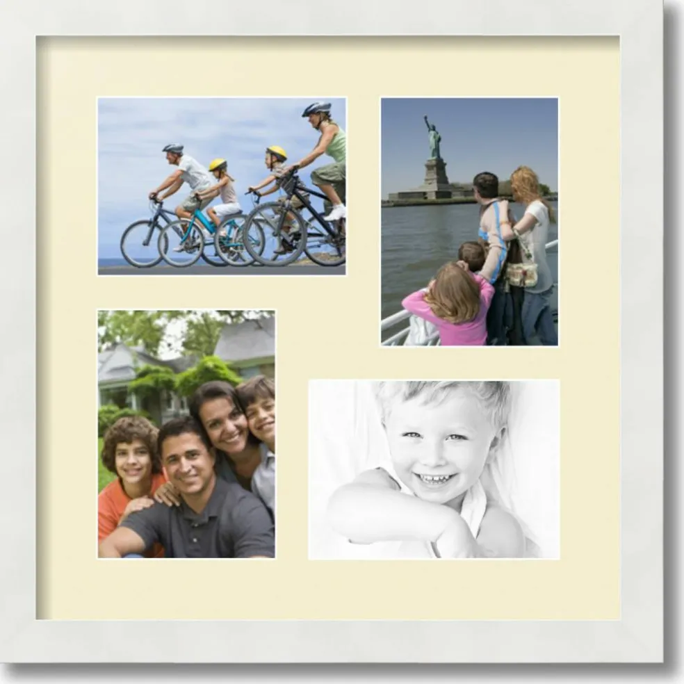 ArtToFrames Collage Photo Picture Frame with 4 - 5x7 inch Openings, Framed in White with Over 62 Mat Color Options and Plexi Glass (CSM-3966-179)