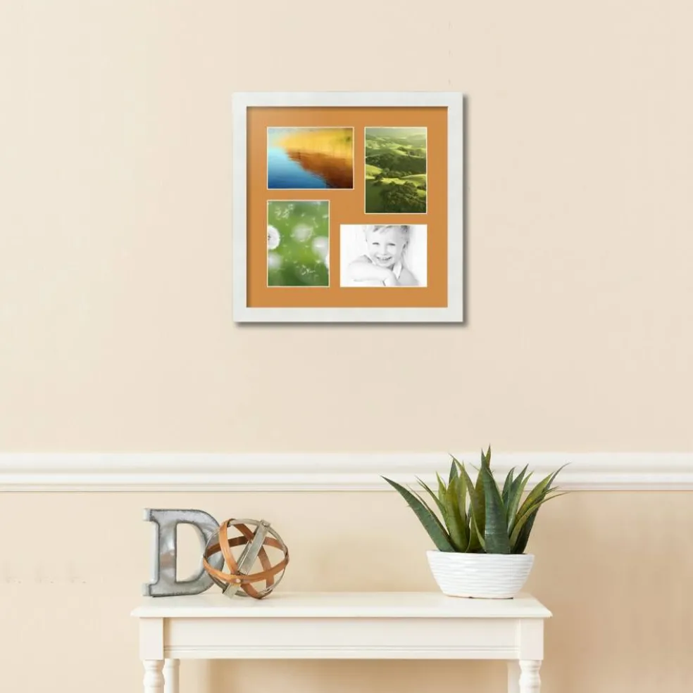ArtToFrames Collage Photo Picture Frame with 4 - 5x7 inch Openings, Framed in White with Over 62 Mat Color Options and Plexi Glass (CSM-3966-179)