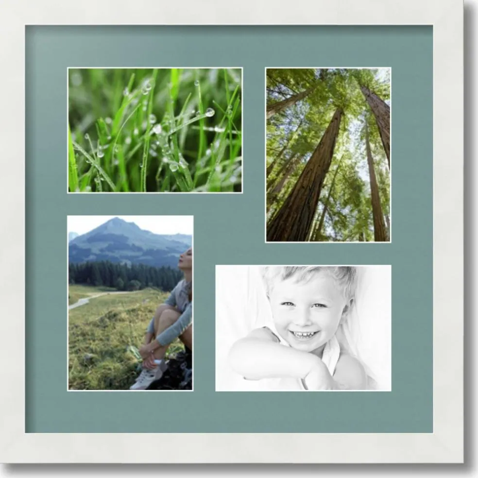 ArtToFrames Collage Photo Picture Frame with 4 - 5x7 inch Openings, Framed in White with Over 62 Mat Color Options and Plexi Glass (CSM-3966-179)