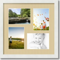 ArtToFrames Collage Photo Picture Frame with 4 - 5x7 inch Openings, Framed in White with Over 62 Mat Color Options and Plexi Glass (CSM-3966-179)