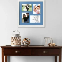 ArtToFrames Collage Photo Picture Frame with 4 - 5x7 inch Openings, Framed in White with Over 62 Mat Color Options and Plexi Glass (CSM-3966-179)