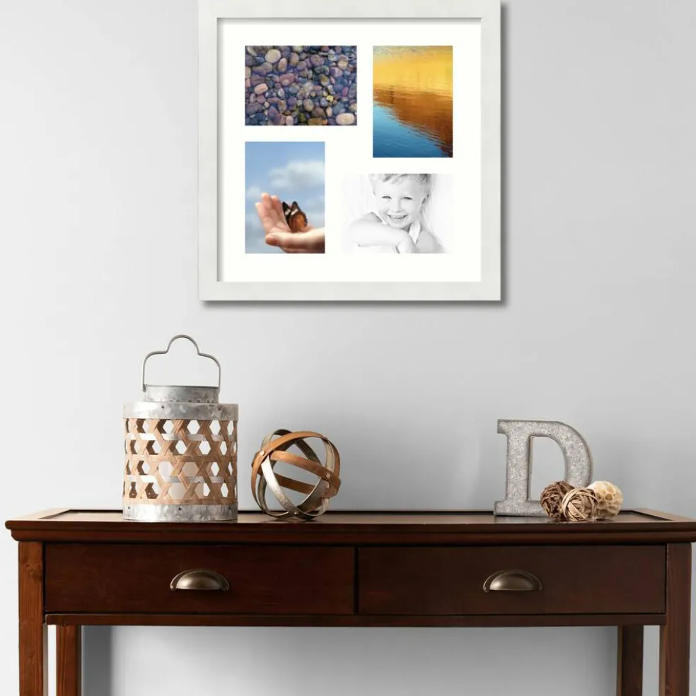 ArtToFrames Collage Photo Picture Frame with 4 - 5x7 inch Openings, Framed in White with Over 62 Mat Color Options and Plexi Glass (CSM-3966-179)