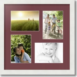 ArtToFrames Collage Photo Picture Frame with 4 - 5x7 inch Openings, Framed in White with Over 62 Mat Color Options and Plexi Glass (CSM-3966-179)