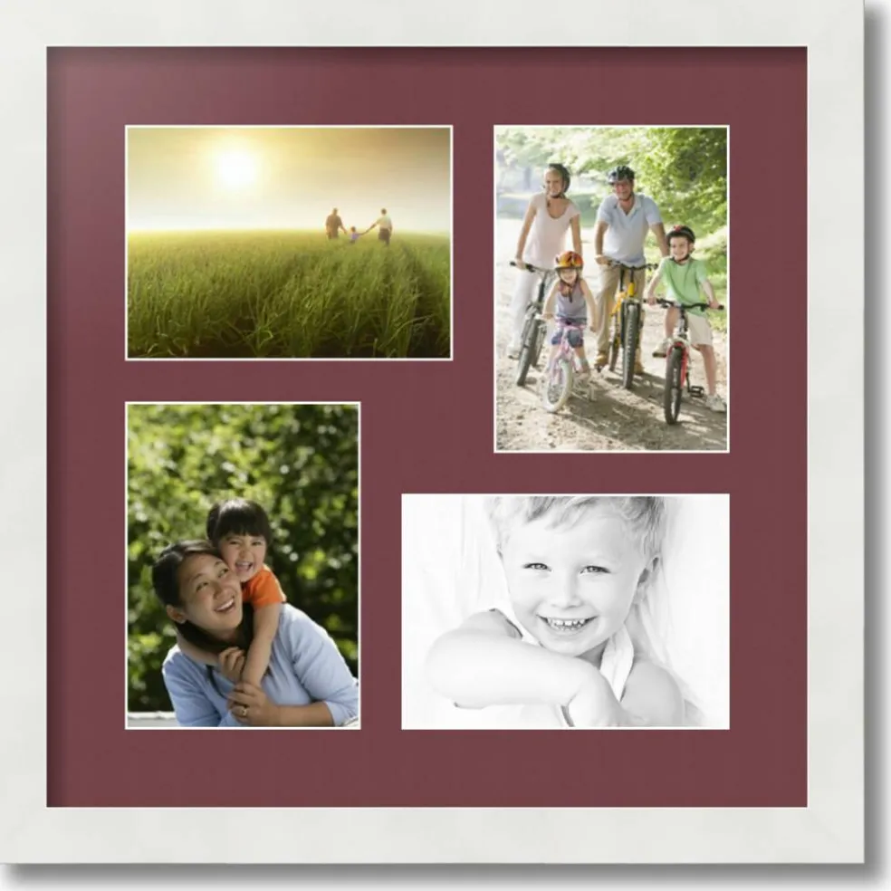 ArtToFrames Collage Photo Picture Frame with 4 - 5x7 inch Openings, Framed in White with Over 62 Mat Color Options and Plexi Glass (CSM-3966-179)
