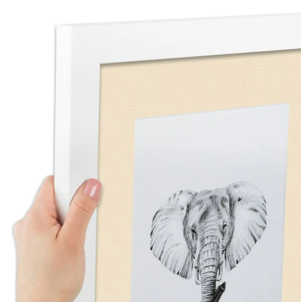 ArtToFrames Collage Photo Picture Frame with 4 - 5x7 inch Openings, Framed in White with Over 62 Mat Color Options and Plexi Glass (CSM-3966-179)