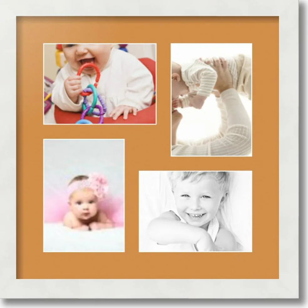 ArtToFrames Collage Photo Picture Frame with 4 - 5x7 inch Openings, Framed in White with Over 62 Mat Color Options and Plexi Glass (CSM-3966-179)