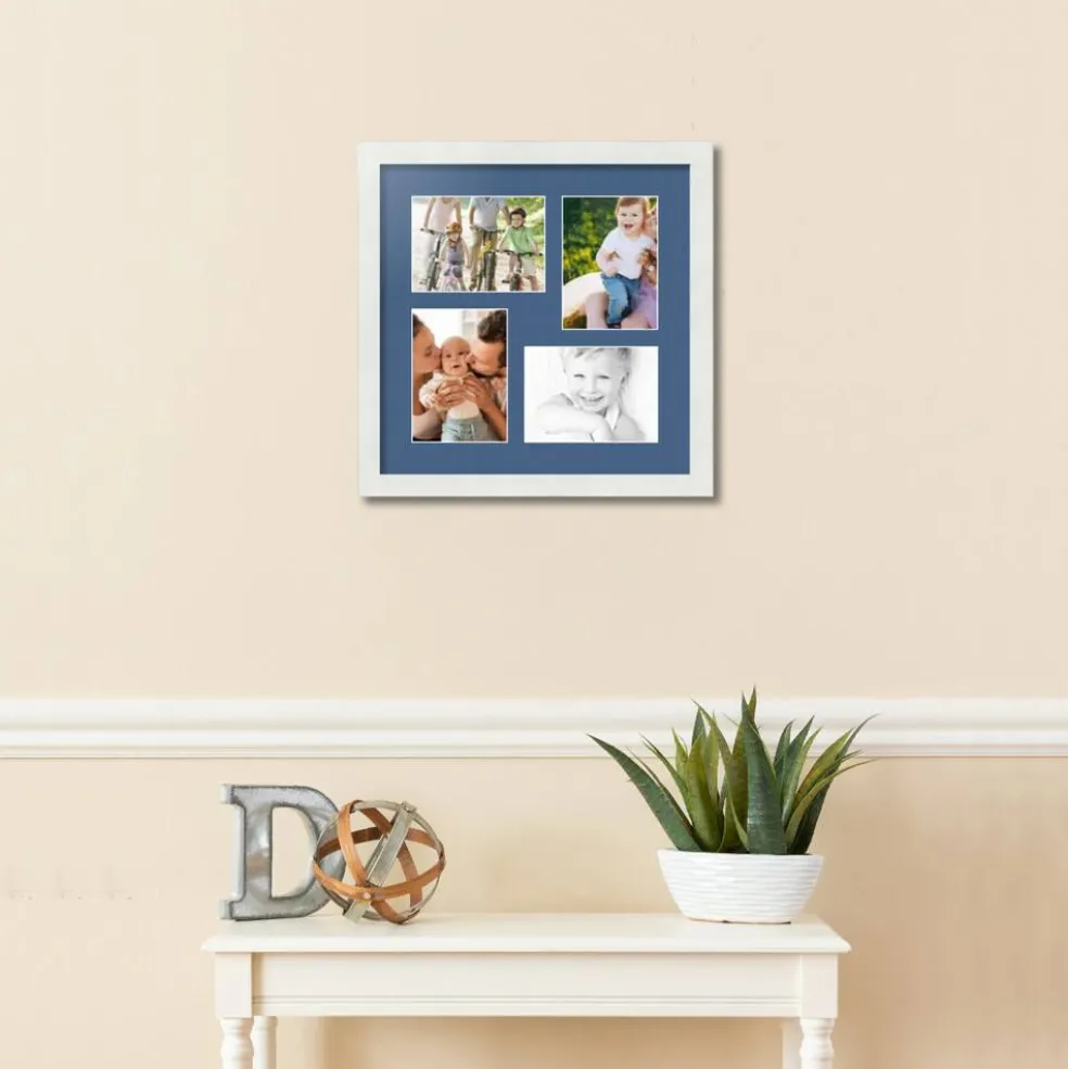 ArtToFrames Collage Photo Picture Frame with 4 - 5x7 inch Openings, Framed in White with Over 62 Mat Color Options and Plexi Glass (CSM-3966-179)