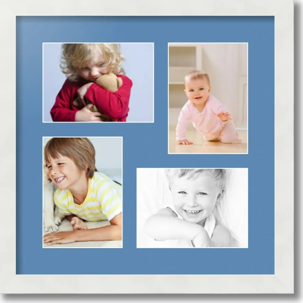 ArtToFrames Collage Photo Picture Frame with 4 - 5x7 inch Openings, Framed in White with Over 62 Mat Color Options and Plexi Glass (CSM-3966-179)