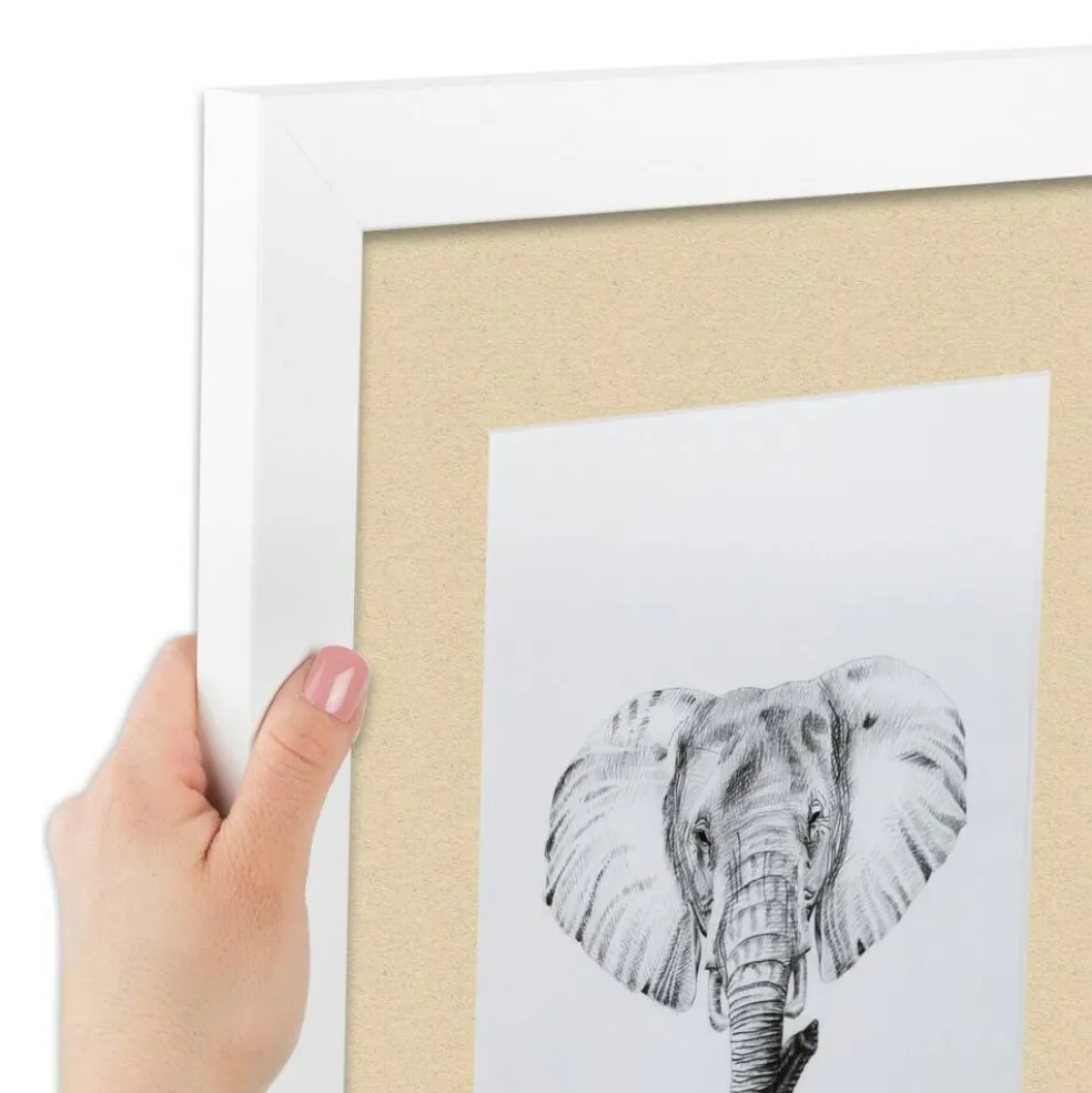 ArtToFrames Collage Photo Picture Frame with 4 - 5x7 inch Openings, Framed in White with Over 62 Mat Color Options and Plexi Glass (CSM-3966-179)