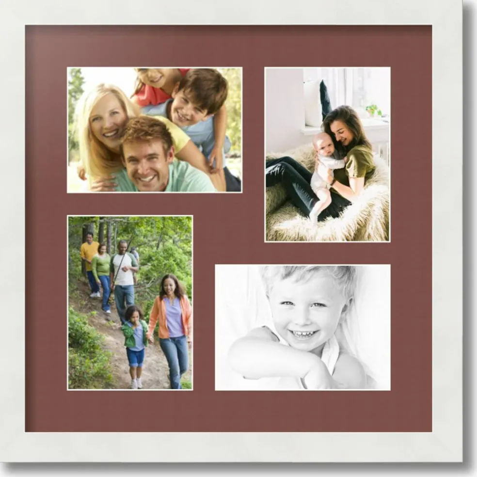 ArtToFrames Collage Photo Picture Frame with 4 - 5x7 inch Openings, Framed in White with Over 62 Mat Color Options and Plexi Glass (CSM-3966-179)