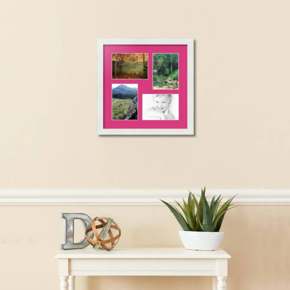 ArtToFrames Collage Photo Picture Frame with 4 - 5x7 inch Openings, Framed in White with Over 62 Mat Color Options and Plexi Glass (CSM-3966-179)