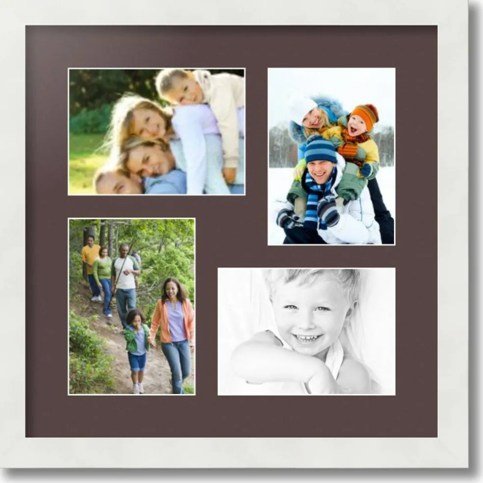 ArtToFrames Collage Photo Picture Frame with 4 - 5x7 inch Openings, Framed in White with Over 62 Mat Color Options and Plexi Glass (CSM-3966-179)