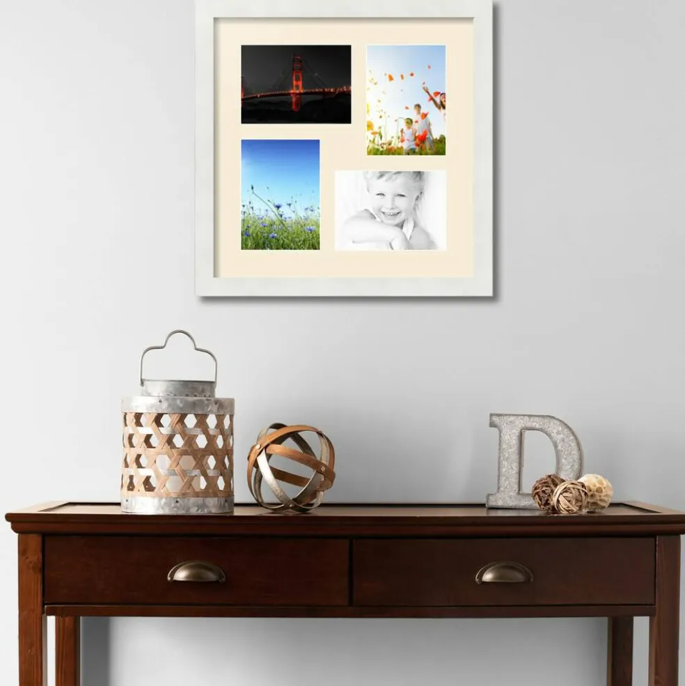 ArtToFrames Collage Photo Picture Frame with 4 - 5x7 inch Openings, Framed in White with Over 62 Mat Color Options and Plexi Glass (CSM-3966-179)