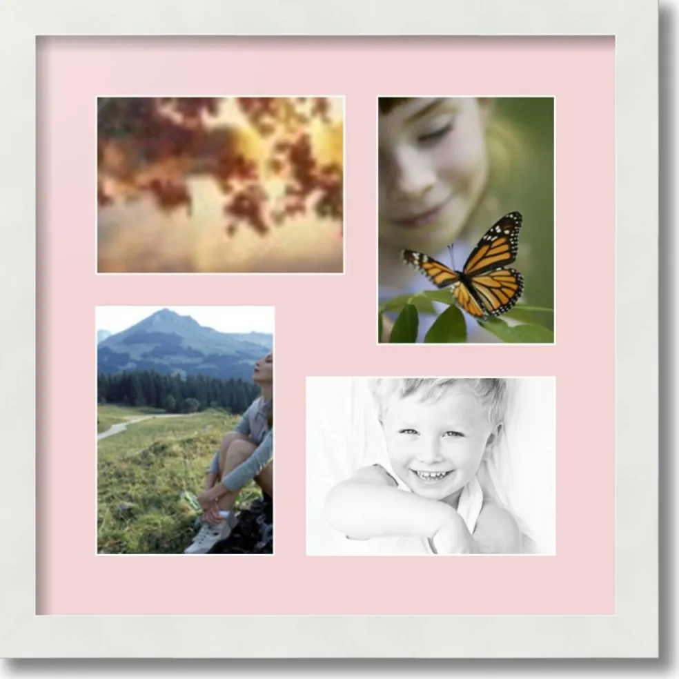 ArtToFrames Collage Photo Picture Frame with 4 - 5x7 inch Openings, Framed in White with Over 62 Mat Color Options and Plexi Glass (CSM-3966-179)