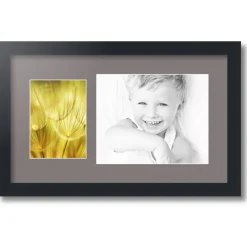 ArtToFrames Collage Photo Picture Frame with 1 - 5x7, 8x10 inch Openings, Framed in Black with Over 62 Mat Color Options and Regular Glass (CSM-3926-166)