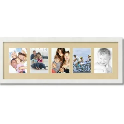 ArtToFrames Collage Photo Picture Frame with 5 - 5x7 inch Openings, Framed in White with Over 62 Mat Color Options and Plexi Glass (CSM-3966-152)