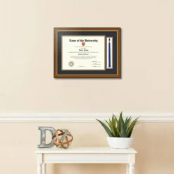 ArtToFrames 11x14 inch Diploma Frame with Tassel Opening - Framed with Black and Gold Mats, Comes with Regular Acrylic and Sawtooth Hanger for Wall Hanging (DT-11x14)