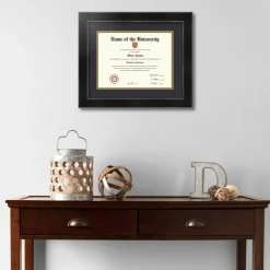 ArtToFrames 9x12 inch Diploma Frame - Framed with Black and Gold Mats, Comes with Regular Glass and Sawtooth Hanger for Wall Hanging (D-9x12)