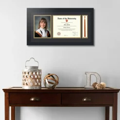 ArtToFrames 8x10 inch Diploma Frame with 6x8 Inch Image Opening and Tassel Opening - Framed with Black and Gold Mats, Comes with Regular Acrylic and Sawtooth Hanger for Wall Hanging (DIT-8x10)