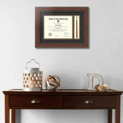 ArtToFrames 8x10 inch Diploma Frame with Tassel Opening - Framed with Black and Gold Mats, Comes with Regular Glass and Sawtooth Hanger for Wall Hanging (DT-8x10)