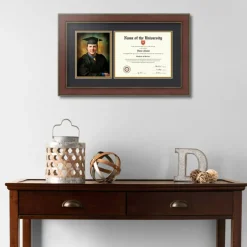 ArtToFrames 8x10 inch Diploma Frame with 6" x 8" Inch Image Opening - Framed with Black and Gold Mats, Comes with Regular Acrylic and Sawtooth Hanger for Wall Hanging (DT-8x10)