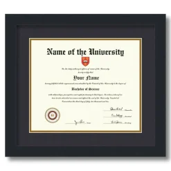 ArtToFrames 10x12 inch Diploma Frame - Framed with Black and Gold Mats, Comes with Regular Glass and Sawtooth Hanger for Wall Hanging (D-10x12)