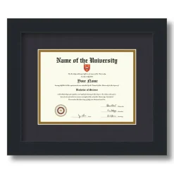 ArtToFrames 6x8 inch Diploma Frame - Framed with Black and Gold Mats, Comes with Regular Glass and Sawtooth Hanger for Wall Hanging (D-6x8)