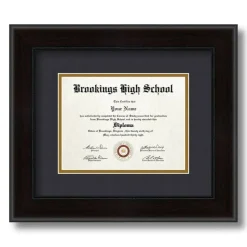 ArtToFrames 6x8 inch Diploma Frame - Framed with Black and Gold Mats, Comes with Regular Glass and Sawtooth Hanger for Wall Hanging (D-6x8)