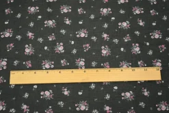 Ash Black-Pink-Multi Floral Ditsy Printed Linen Woven Fabric By the Yard
