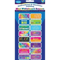 Ashley Productions Motivation Non-Magnetic Mini Whiteboard Erasers, 16ct.