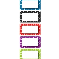 Ashley Productions 8.5" x 11" Die-Cut Magnetic Colorful Dots Labels and Nameplates, 6 Packs of 10