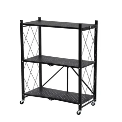 Assembled Black Foldable Metal Storage Shelving Unit