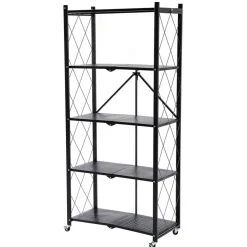 Assembled Black Foldable Metal Storage Shelving Unit