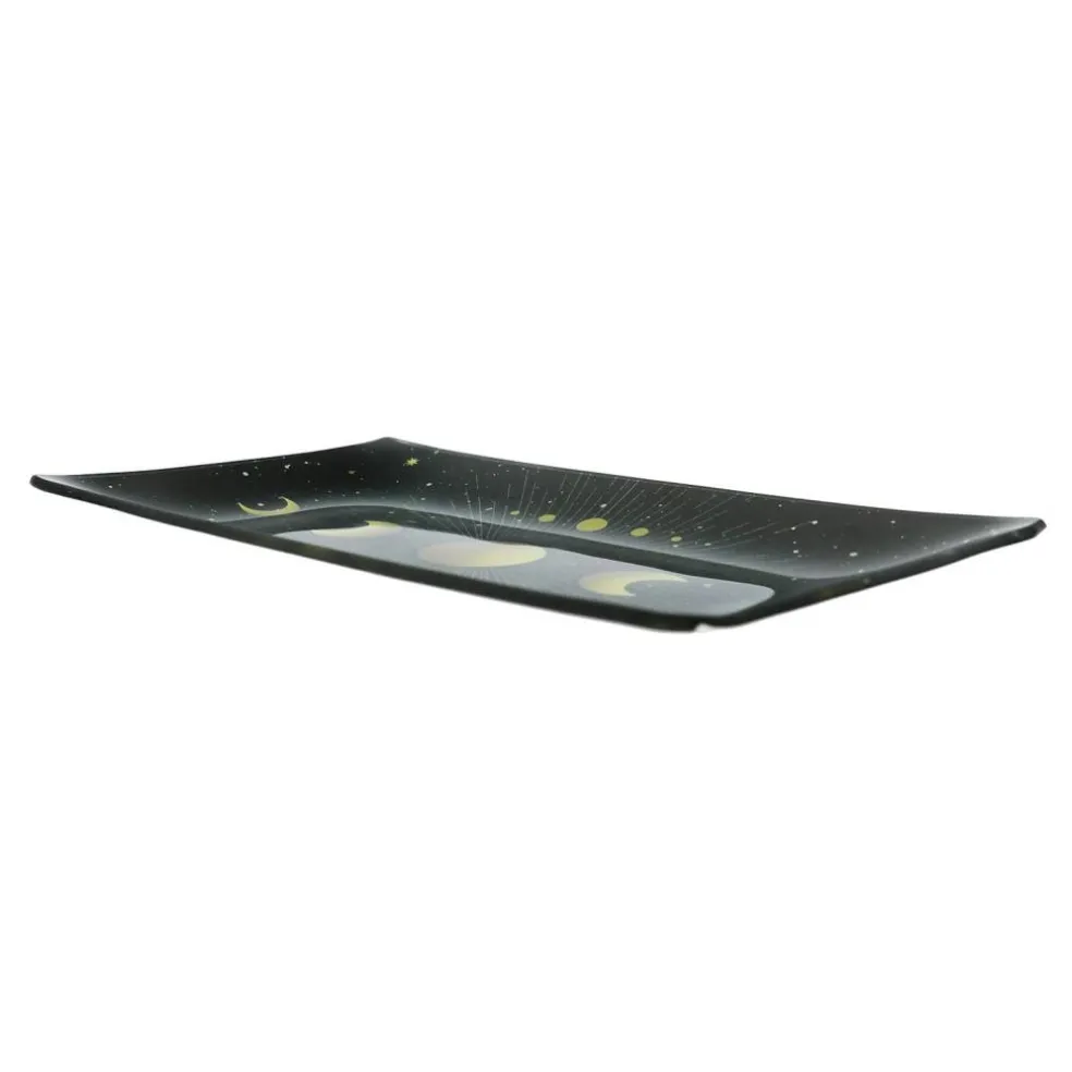 Assorted 8" Black & Gold Celestial Glass Plate, 1pc. by Ashland®