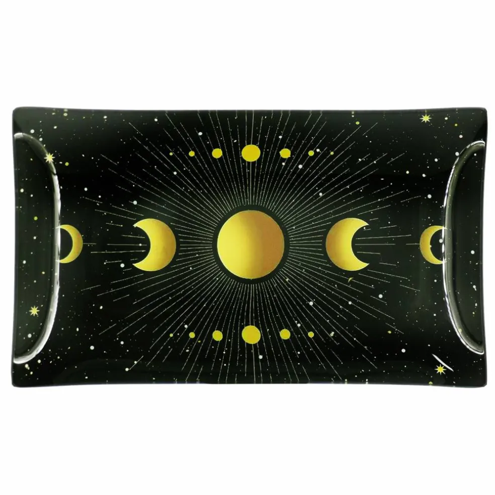 Assorted 8" Black & Gold Celestial Glass Plate, 1pc. by Ashland®