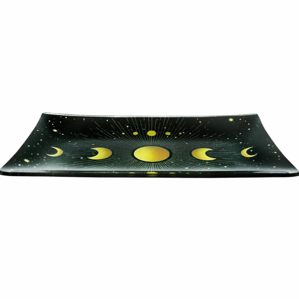 Assorted 8" Black & Gold Celestial Glass Plate, 1pc. by Ashland®