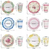 24 Assorted Floral Paper Cups Saucers Set Party Events Tableware Decorations