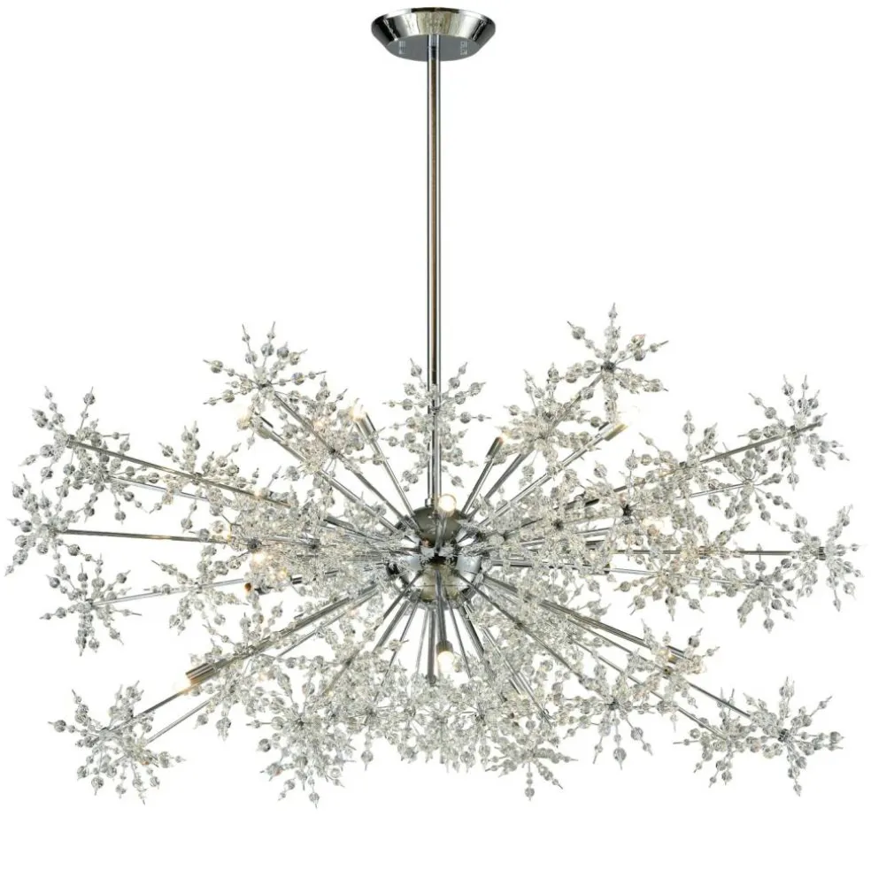 Atlas Lighting and Home 20-Light Starburst Ceiling Chandelier - 48" - Polished Chrome