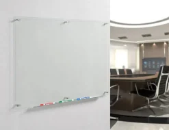 Audio-Visual Direct Clear Glass Dry-Erase Board Set - Includes Hardware & Marker Tray