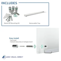 Audio-Visual Direct Clear Glass Dry-Erase Board Set - Includes Hardware & Marker Tray