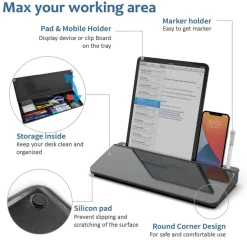 Audio-Visual Direct - Glass Desktop Computer Keyboard Whiteboard Notepad Set