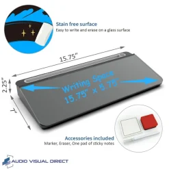 Audio-Visual Direct - Glass Desktop Computer Keyboard Whiteboard Notepad Set